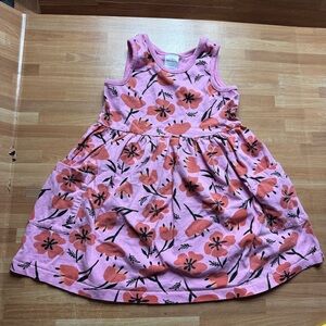 Hanna Andersson sleeveless cotton dress size 5, pink poppy print, pockets